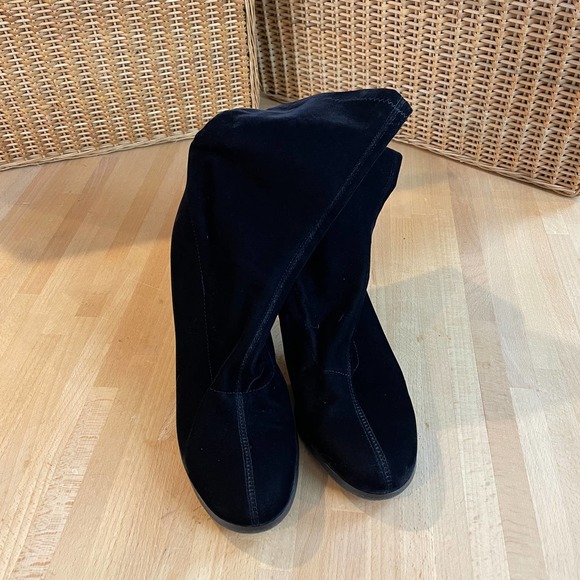 BCBG Velvet Stretch Stack-Heel Boots - Picture 3 of 8